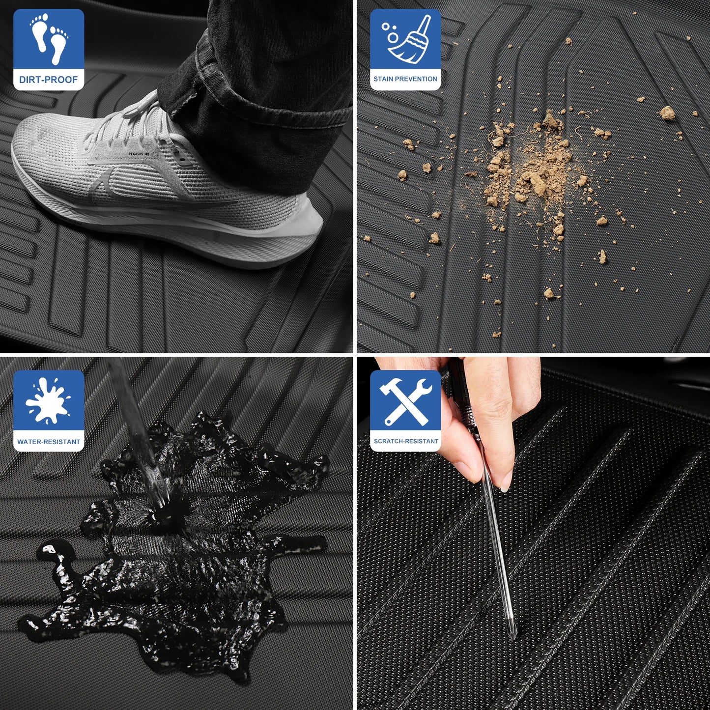 LUCKEASY Floor Mats RHD for Tesla Model Y 5seats Juniper Launch 2025 2026 TPE Cargo Liner Trunk Mats Backrest Pad Protection