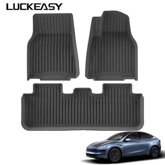 LUCKEASY Floor Mats RHD for Tesla Model Y 5seats Juniper Launch 2025 2026 TPE Cargo Liner Trunk Mats Backrest Pad Protection
