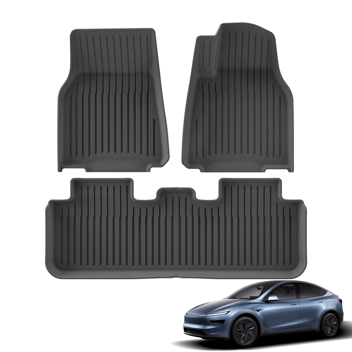 LUCKEASY Floor Mats RHD for Tesla Model Y 5seats Juniper Launch 2025 2026 TPE Cargo Liner Trunk Mats Backrest Pad Protection