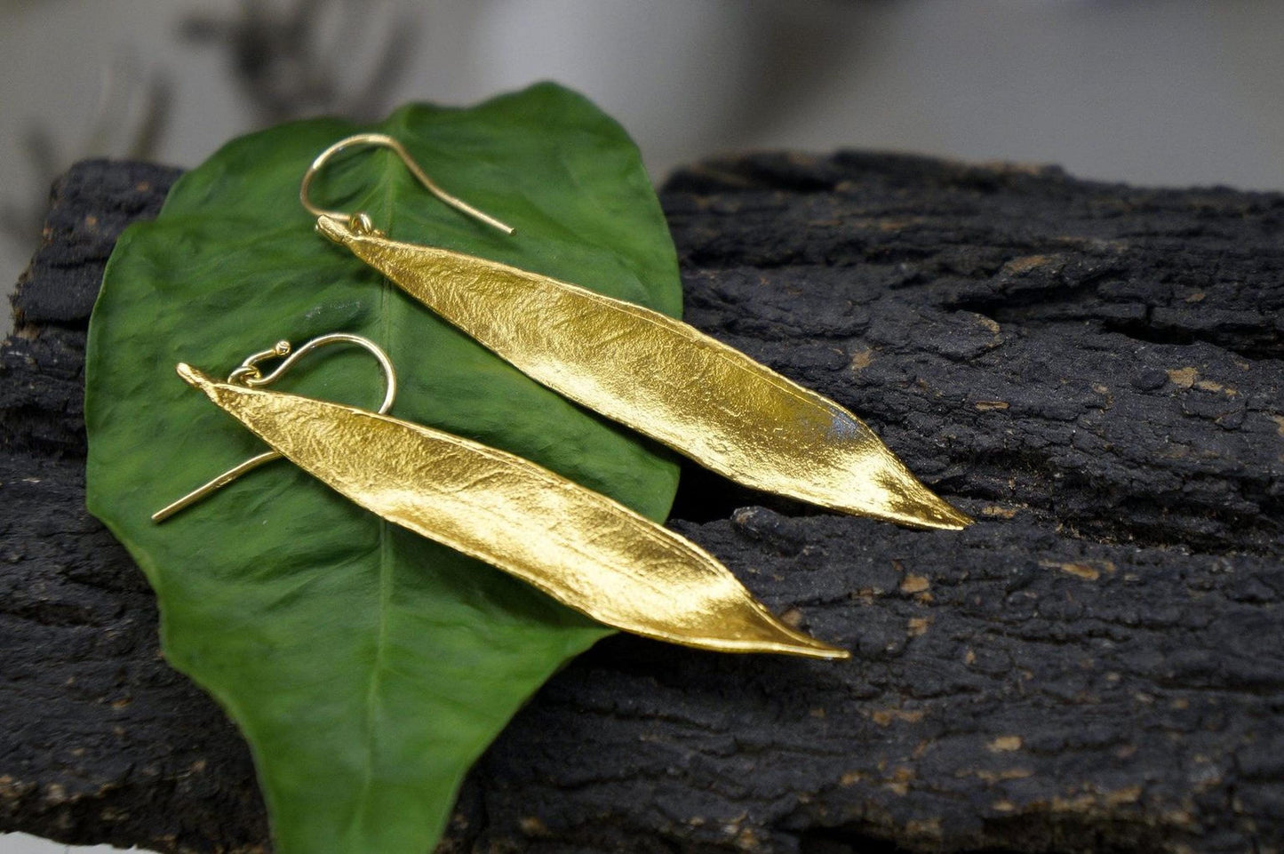 Gold Olive Leaf Earrings, 14K Gold Plated Jewelry, Dangle Earrings, Handmade Boho Jewelry Gift, Birthday Gift for Women, Nature Inspired